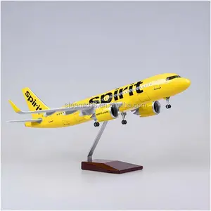 Aviones a Escala 47CM Model pesawat Resin, dengan lampu LED A320 American Spirit Airlines Model pesawat dari grosir Cina