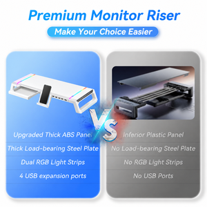 Soporte de Aluminio para Monitor de Portátil con 4 Puertos USB, Almacenamiento para Teclado, Elevador de Escritorio para Computadora, Oficina y Juegos - Product Image 3