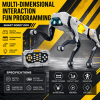 Akıllı Robot Köpek Oyuncak Beyaz Dört Ayaklı LED Gözlü Uzaktan Kumandalı Dans Eden Çocuklar İçin STEM Öğrenme Hediyesi Toptan