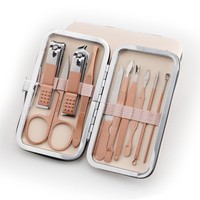 Trousse de Manucure Pédicure Professionnelle 18 en 1 Or Rose, Outils Ongles et Orteils, Kit de Voyage