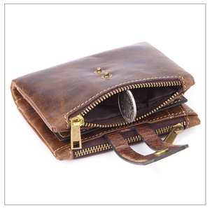 Ví Đựng Thẻ Da Bò Hạt Mềm Cổ Điển Chặn <span class=keywords><strong>RFID</strong></span> Ví Đựng Thẻ Bằng Da Có Khóa Kéo - Product Image 6