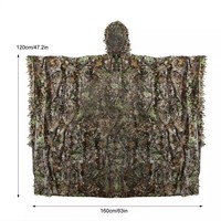 Combinaison de camouflage unisexe 3D à motif feuillage, anti-humidité, à capuche, pour la chasse en extérieur, le tir et l'observation de la faune
