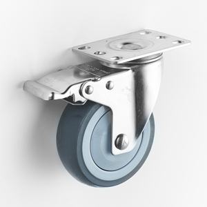 4 Zoll drehbare Doppelbremse und -verschluss TPR Thermoplast Edelstahl SUS 304 Rollen - Product Image 1