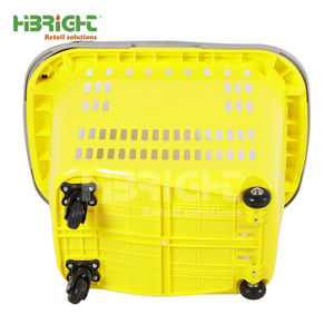 Customizable Highbright Yellow PP Plastic Rolling <b>Basket</b> <b>with</b> Double <b>Handle</b> High Capacity Factory Price - Product Image 6