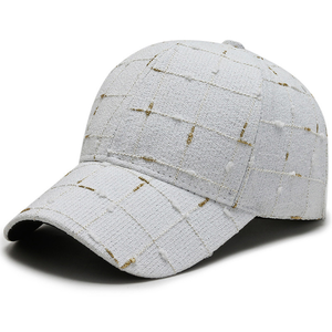 Mùa thu và mùa đông nữ 6-Panel Tweed cap màu đen và trắng kiểm tra thể thao Mũ bóng chày Mũ thời trang của phụ nữ bằng vải thông thường - Product Image 3