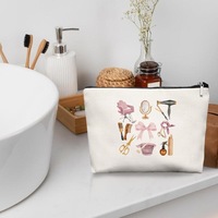 Sac de maquillage pour coiffeur, impression numérique haute définition, portable, imperméable, en lin, organiseur de cosmétiques pour outils de beauté