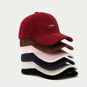 Gorra de béisbol coreana de pana con letras bordadas para hombre y mujer, nueva colección - Product Image 1