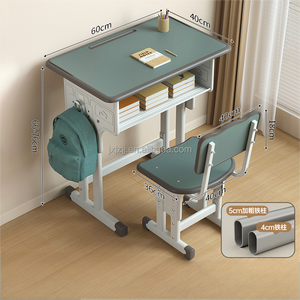 Conjunto de Escritorio y Silla Escolar de Acero Ajustable en Altura, Mesa de Estudio para Estudiantes de Primaria y <span class=keywords><strong>Secundaria</strong></span> - Product Image 2