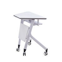 Mesa de escritorio plegable redonda, mesa de entrenamiento en forma de abanico para oficina, conferencia y reuniones, venta al por mayor