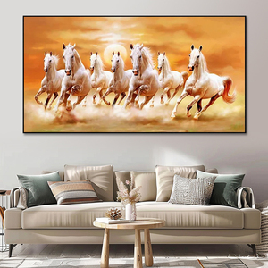 Trang trí văn phòng lớn vastu Mặt Trời Mọc Áp phích hiện đại vải in Chạy bức tranh động vật <span class=keywords><strong>7</strong></span> con ngựa tường nghệ thuật - Product Image 3