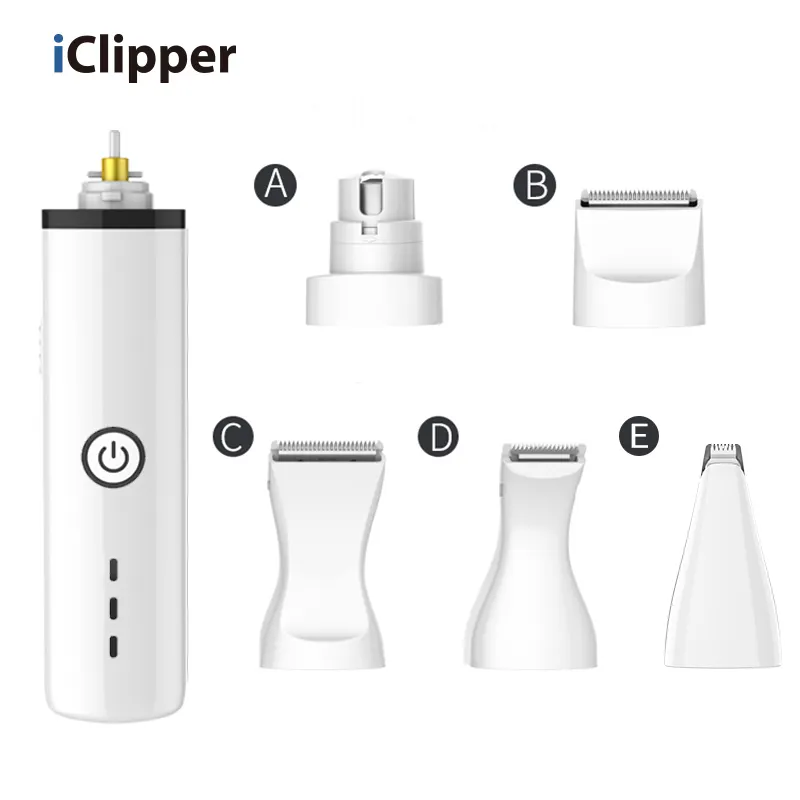 ICLIPPER-N6 usb 5 em 1 aparador de cachorro sem fio, para animais de estimação pequenos, aparador de baixo ruído, moedor de unha