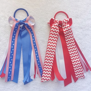 Imprimer Léopard à pois <span class=keywords><strong>chevron</strong></span> ruban enfants porte-queue de cheval cheveux arcs gland rubans Streamer queue de cheval cravates pour les filles - Product Image 4
