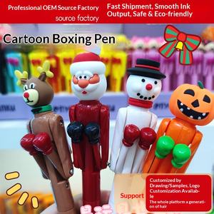 Christmas Series Funny Boxing Cartoon Little Elk High-Value Cute Pupil Stress Relief Ballpoint Pen for Office &amp; School <strong>Use</strong> - Product Image 4