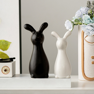 Décoration de Pâques élégante et mignonne en céramique, lapin de Pâques, statue d'animal, décoration pour la maison, articles de décoration intérieure - Product Image 4