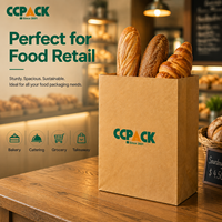 Sacs SOS en papier kraft épais 70 g/m² personnalisés avec logo, robustes, recyclables, à fond carré, pour vente à emporter et emballage de détail grand format