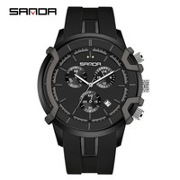 Reloj de Pulsera SANDA 9017 para Hombre, de Cuarzo, Resistente al Agua, con Seis Agujas, Textura de Lujo, Calendario, Cronógrafo, Luminoso, para Negocios