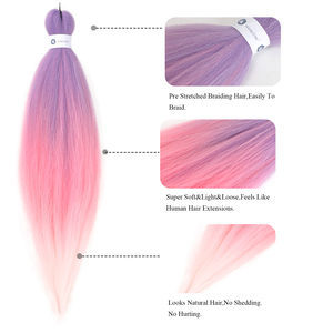26 Inches Prestretched Braiding Hair Ombre Purple to <strong>Pink</strong> Pre Stretched <strong>Braids</strong> for Women Hair Extension - Product Image 3