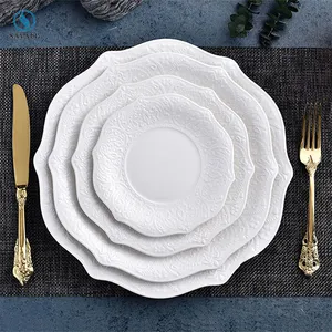 Savall HoReCa Round shape Dim sum breakfast tray white minimalist ceramic Solid Colo plate porcelain plates for restaurant