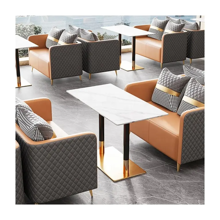 Coffee Shop Cafe Restaurant Furniture Wood Table and Chair Set Metal Iron Dining Tables Modern Breakfast Nook Dining Set