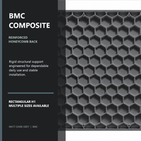 Receveur de douche H1 BMC gris foncé contemporain avec drain dissimulé, texture pierre, antidérapant classe C et base alvéolée