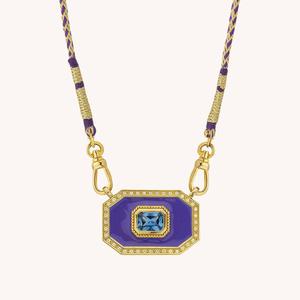 Moda <span class=keywords><strong>Tarot</strong></span> kartı Vintage ilham kare pembe emaye renkli zirkon kolye kolye - Product Image 4