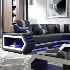 Set di Divani in Stile Tech Gaming, Arredamento per Soggiorno con Effetto Luminoso LED Colorato, Ampio <span class=keywords><strong>Spazio</strong></span>, Divano Intelligente - Product Image 4