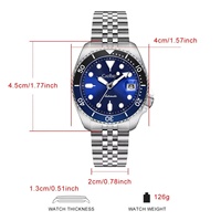CADISEN Nouvelle montre de plongée automatique pour homme, mécanique, boîtier en acier inoxydable, cadran en cristal saphir, résistance à l'eau 20 BAR