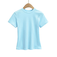 T-shirt décontracté d'été LXS22 à col rond, manches courtes, taille cintrée, effet amincissant, décoration en dentelle, imprimé géométrique, respirant