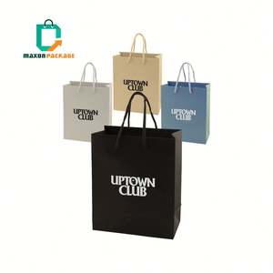 Bolsa de compras impresa personalizada con logotipo personalizado de embalaje de lujo con mango de arte blanco promocional - Product Image 1