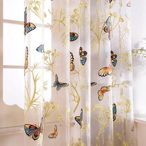 Exquisita mariposa del sudeste asiático, cortinas transparentes de colores brillantes, ventana elegante delicada para la sala de estar, ropa de cama - Product Image 3
