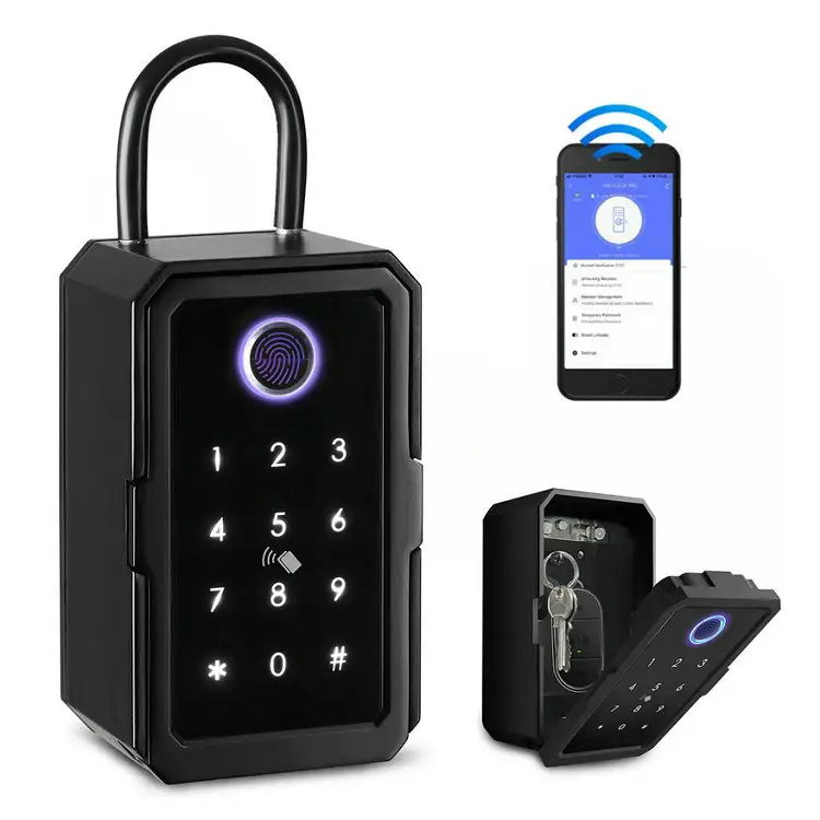 Caixa de chave inteligente para parede, teclado digital em liga de zinco, caixa de bloqueio com código de impressão digital TTLock Tuya, caixa de bloqueio com chave de armazenamento