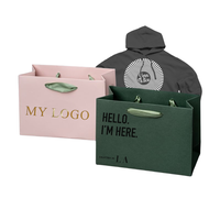 LOGO personnalisé imprimé de ruban de luxe poignée Boutique Shopping emballage Euro papier cadeau sacs en papier rose Olive vert sac en papier