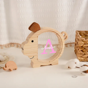 Tirelire rectangulaire en bois personnalisée boîte de rangement multifonction peu encombrante pour garçons filles anniversaire - Product Image 2