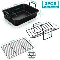 Plaque de cuisson rectangulaire en acier inoxydable durable de 15 pouces avec grille de refroidissement - Grille de cuisson en V pour rôtir la dinde, le poulet, le jambon