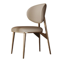 Luxus-Esszimmers tuhl aus Edelstahl mit echter Rückenlehne aus Rindsleder High-End Simple Modern Home und Hotel Cafe Chair