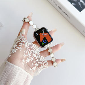 Encantador trébol de cuatro hojas para <span class=keywords><strong>Apple</strong></span> <span class=keywords><strong>Watch</strong></span> Band, correas transpirables de color rosa blanco en 22mm 45mm 49mm, tamaños compatibles con IWatch Model Box - Product Image 5