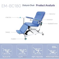 Lit de massage multifonctionnel en PU de type EM-BC180, fauteuil de prélèvement sanguin électrique, hauteur réglable, utilisation commerciale pour la collecte de sang