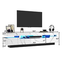 Hochwertiger Holz-TV-Schrank mit offenem Regal und Aufbewahrungsfächern, Blaue Medienkonsole, Moderner Fernsehtisch