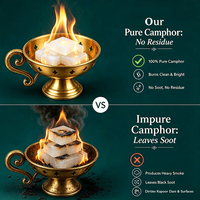 1/4 OZ Pur Bhimseni Kapoor pour Aarti et Puja Quotidien - Comprimés de Camphre 100% Naturel - Ne Laisse Aucun Résidu, Sans Suie - Boîte Pratique