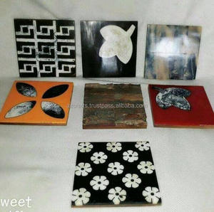 Posavasos de MDF ecológico hecho a mano, resina cuadrada de alta calidad, cuero blanco y negro clásico de Mantel Individual, alfombrillas clásicas de diseño personalizado - Product Image 2