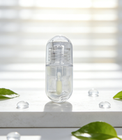 Tube de brillant à lèvres transparent en forme de capsule, conteneur vide en plastique pour baume à lèvres avec logo personnalisé, vente en gros OEM, faible MOQ