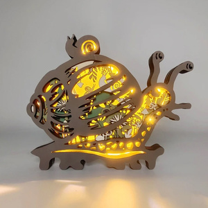 Série Forêt 3D, artisanat en bois multicouche, escargot lumineux/non lumineux - Product Image 1