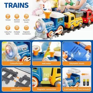 Kit ferroviaire télécommandé pour train à <span class=keywords><strong>fumée</strong></span>, locomotive à vapeur électrique, avec son et lumières - Product Image 4