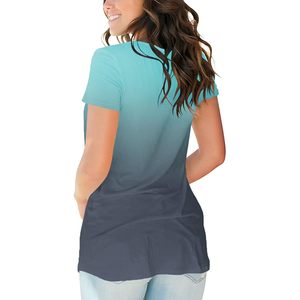 เสื้อยืดคอวีไล่สีสำหรับผู้หญิง ไซส์ใหญ่พิเศษ 3XL ผ้าฝ้ายผสมโพลีเอสเตอร์เนื้อนุ่ม สวมใส่สบายๆ สำหรับฤดูร้อนและฤดูใบไม้ร่วง ผ้าเจอร์ซีย์ระบายอากาศได้ดี - Product Image 3
