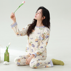 롱드 여성용 긴팔 V넥 나이트가운 <span class=keywords><strong>CVC</strong></span> 혼방 소재 수분 흡수 속건 부드럽고 통기성 좋은 캐주얼 홈웨어 - Product Image 3