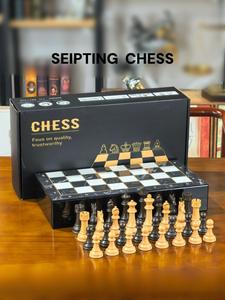 Coffret cadeau haut de gamme, jeu d'échecs, grand échiquier pliable en trois dimensions pour enfants et adultes, 15 pouces - Product Image 1