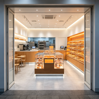 Luxuriöse LED-Bäckereivitrine mit Warmem Licht, Multifunktionale Konditorei-Auslage, Umweltfreundlich, Hochwertig, Kommerziell und Schlüsselfertig