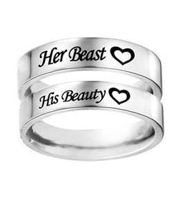 Anillos de Promesa Personalizados con Grabado Único para Parejas, Él el Loco, Ella la Extravagante, Joyería de Acero Inoxidable de Moda, Hecho en China, Venta al por Mayor - Product Image 6