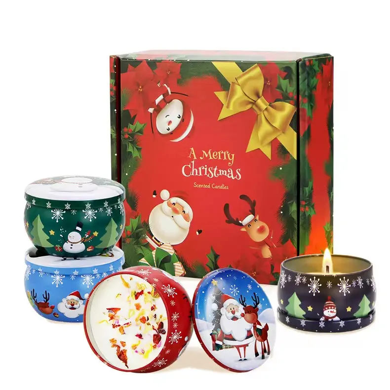 Christmas Cookies Tin Box Round Nesting Tins With Holiday Print Designs Round Metal Tins With Lids For Cookies Biscuits Candy