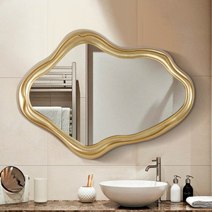 Specchio da Bagno a Parete in Stile Barocco Francese, Forma Irregolare, Cornice in PU per Soggiorno, <span class=keywords><strong>Sala</strong></span> da <span class=keywords><strong>Pranzo</strong></span>, Trucco e <span class=keywords><strong>Arredamento</strong></span> Casa - Product Image 2